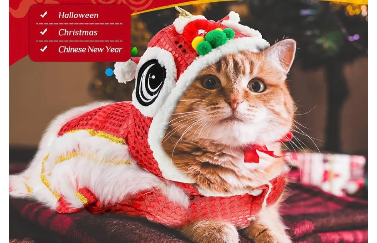 Red Lion Dance Pet Costume - photo 3