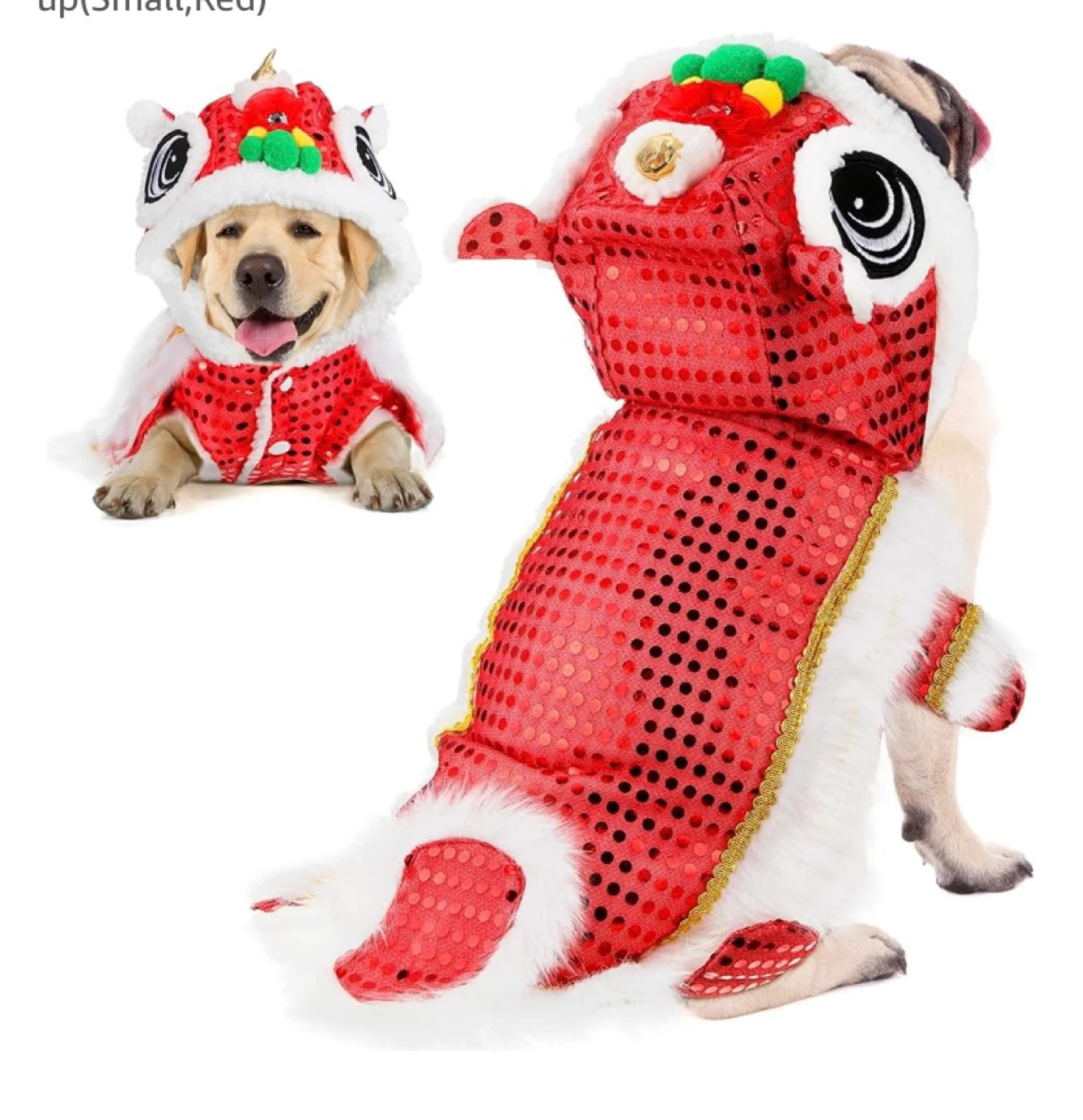 Red Lion Dance Pet Costume - photo 4