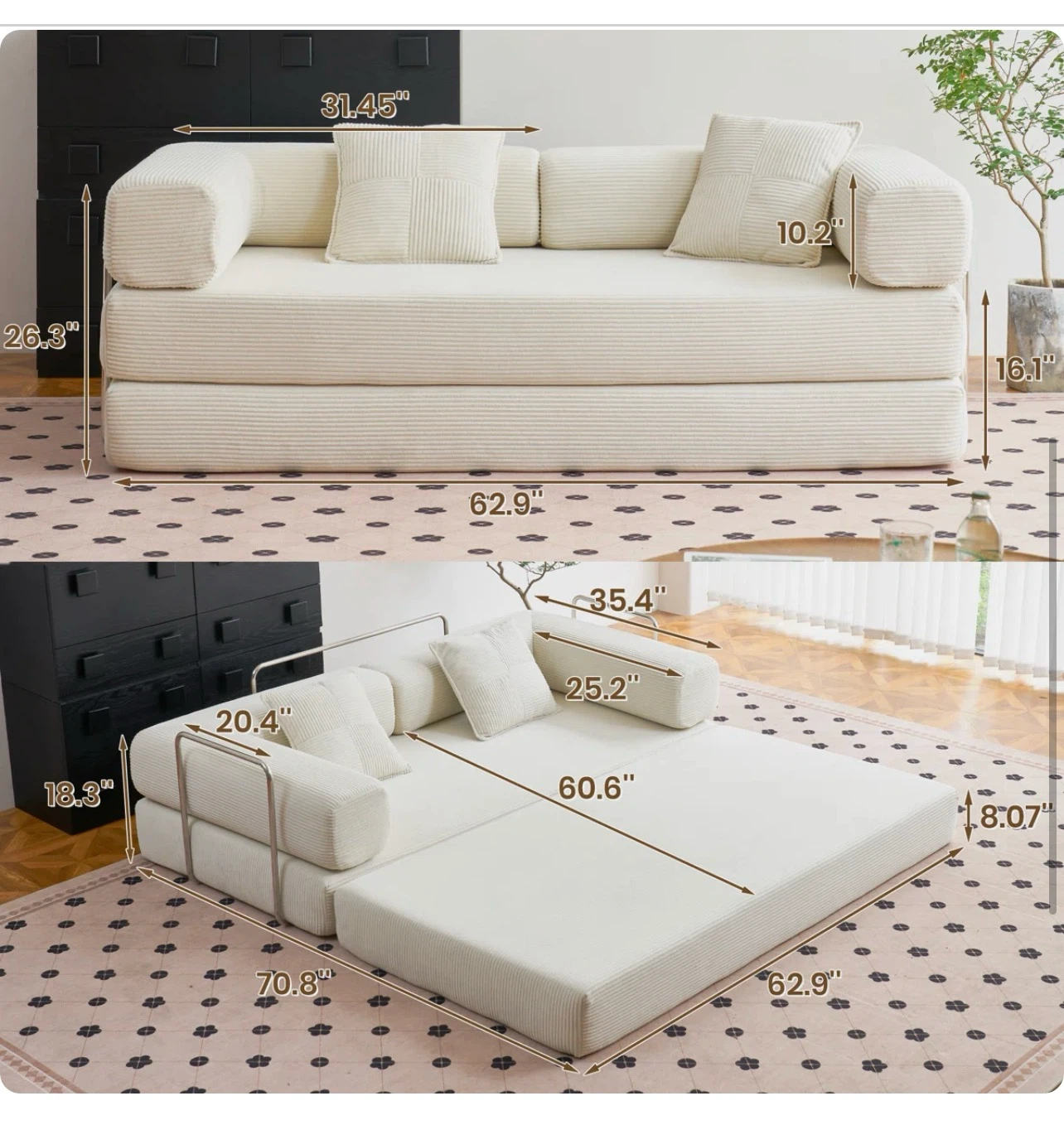Boneless Convertible Sleeper Sofa Bed – Excellent Condition - photo 5