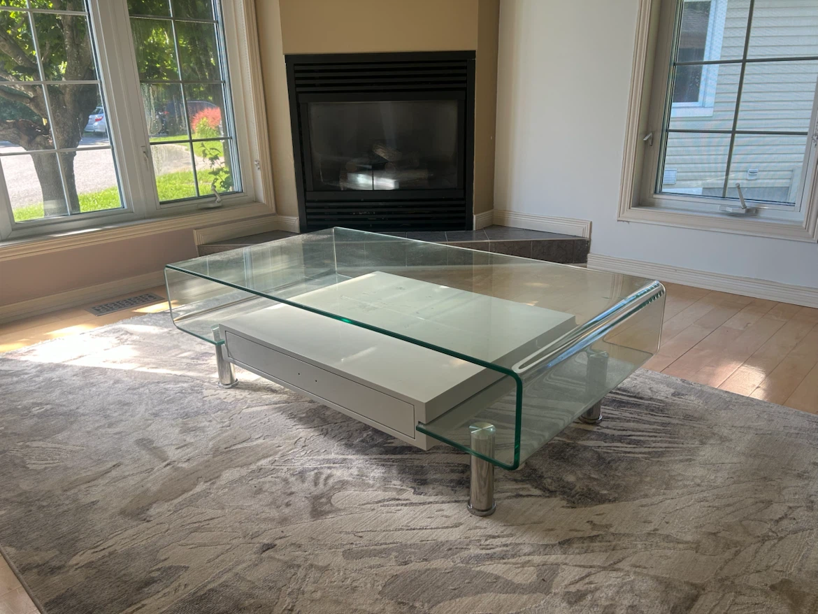 Modern Glass Coffee Table with Drawer