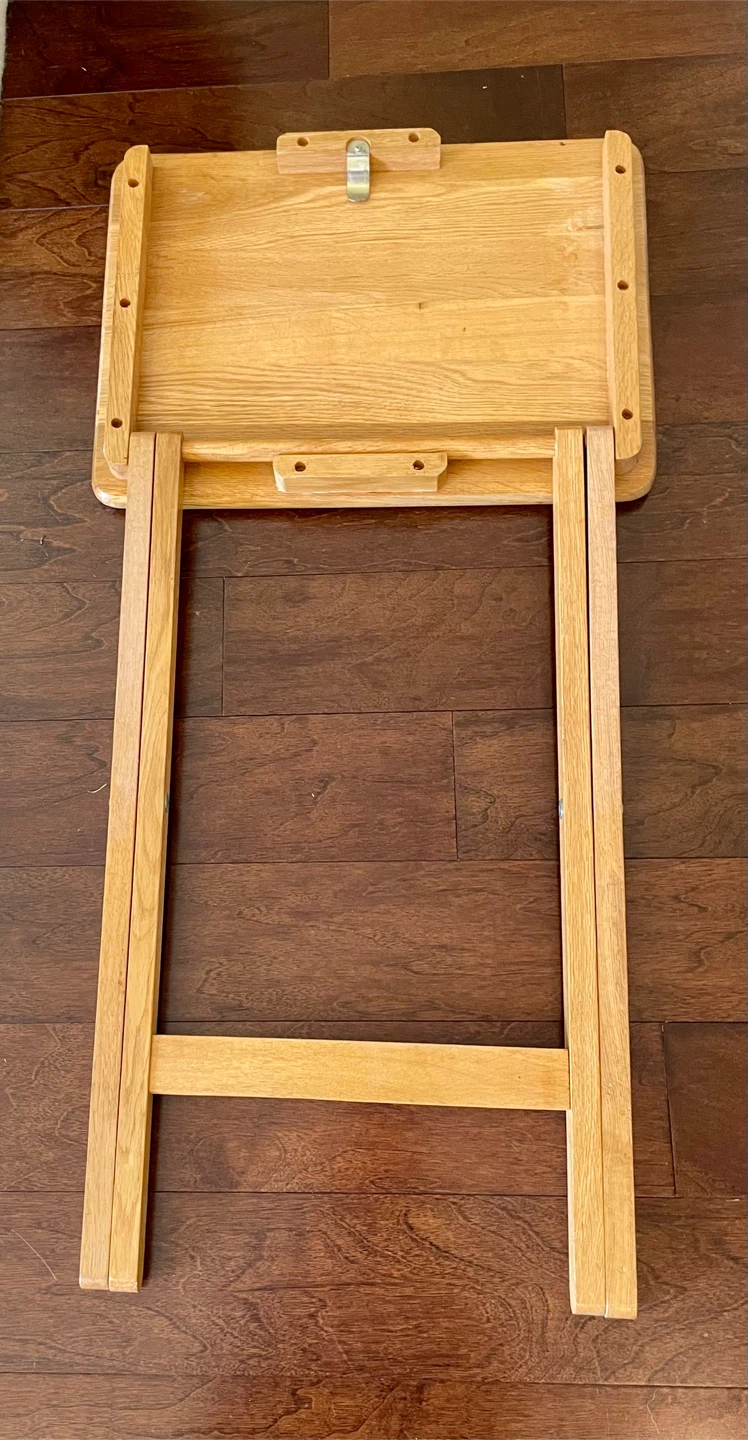 Solid Oak Wood Folding TV Trays Tables + Stand - photo 3