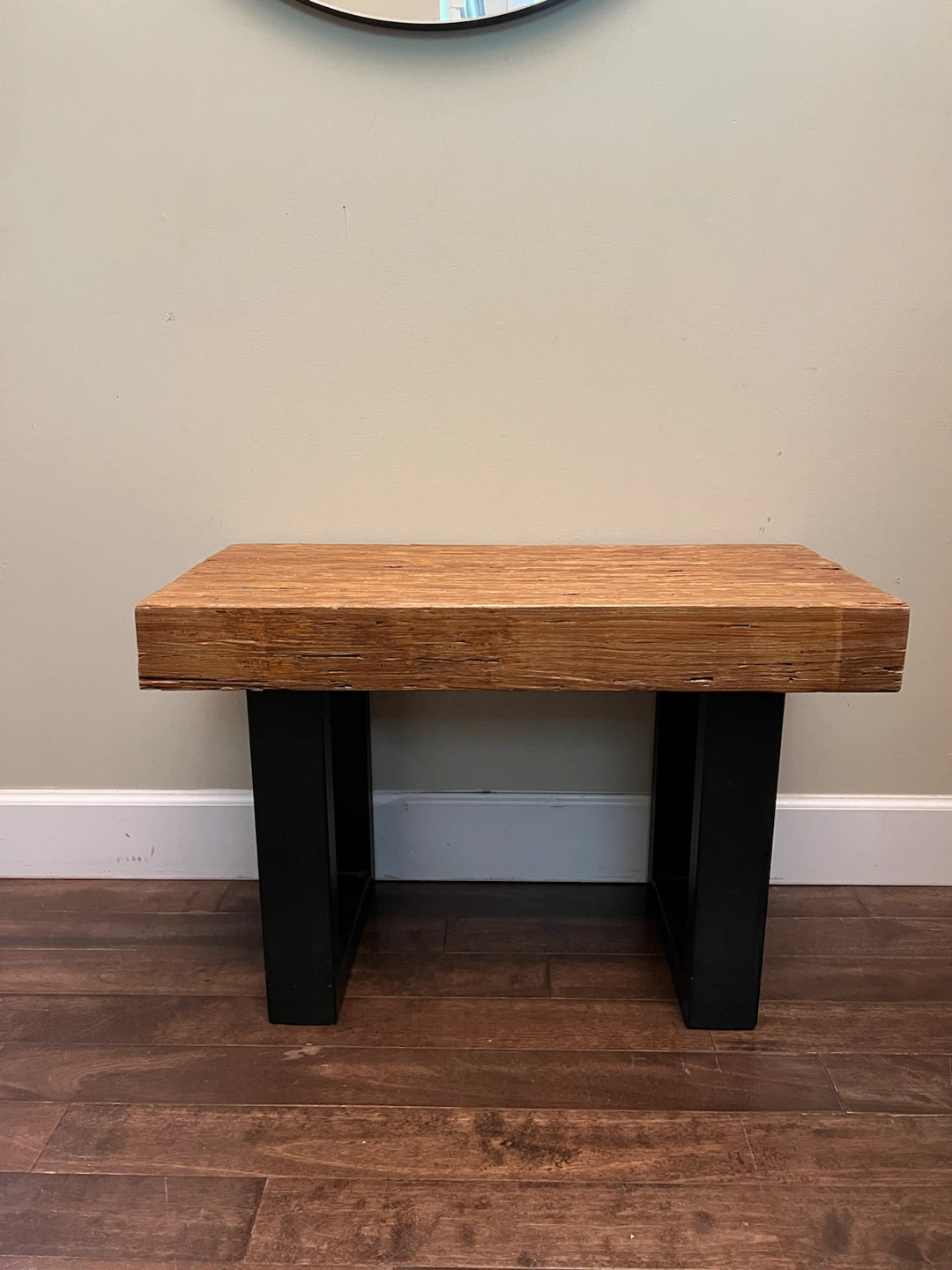 Rustic Wood Bench with Black Metal Legs