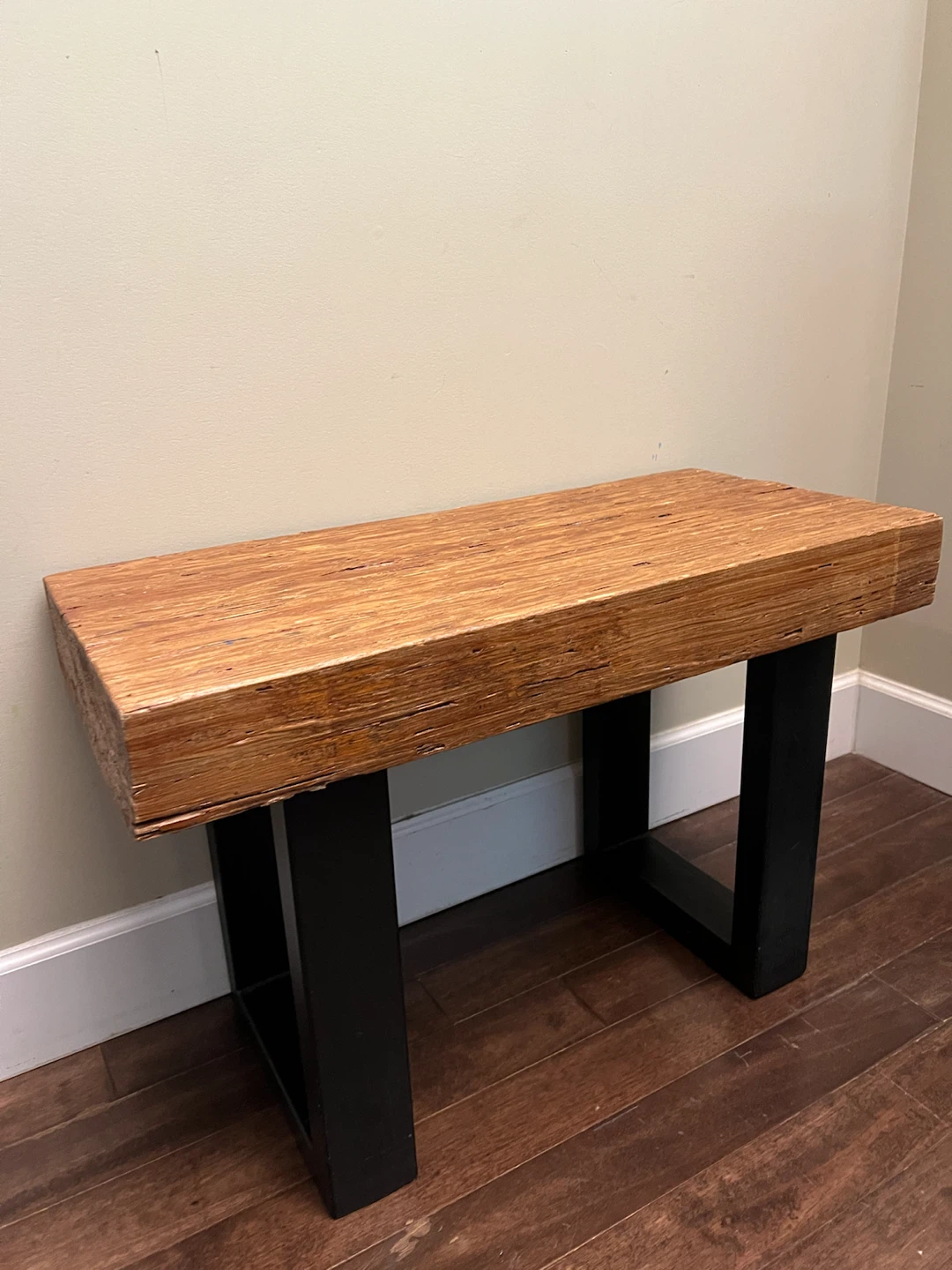 Rustic Wood Bench with Black Metal Legs - photo 2