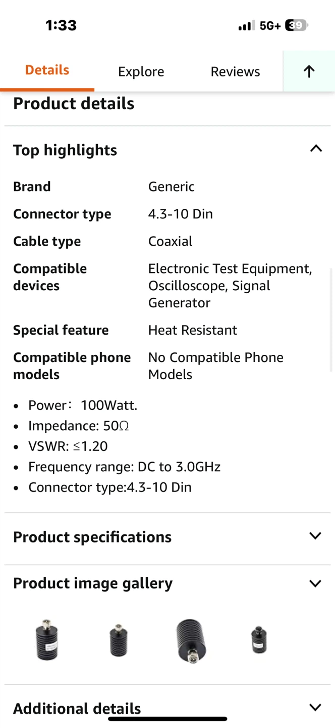 100W Dummy Load DC~3GHz 50Θ DIN - photo 4