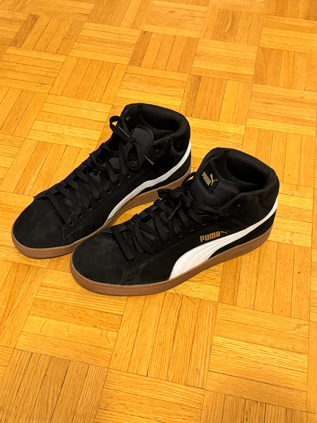 Puma Black Suede Mid-Top Sneakers - Size 11