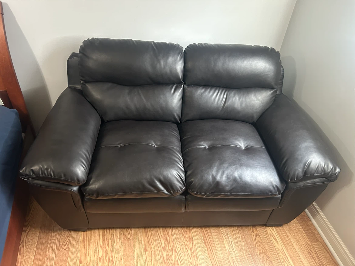 Black Faux Leather Loveseat - photo 2