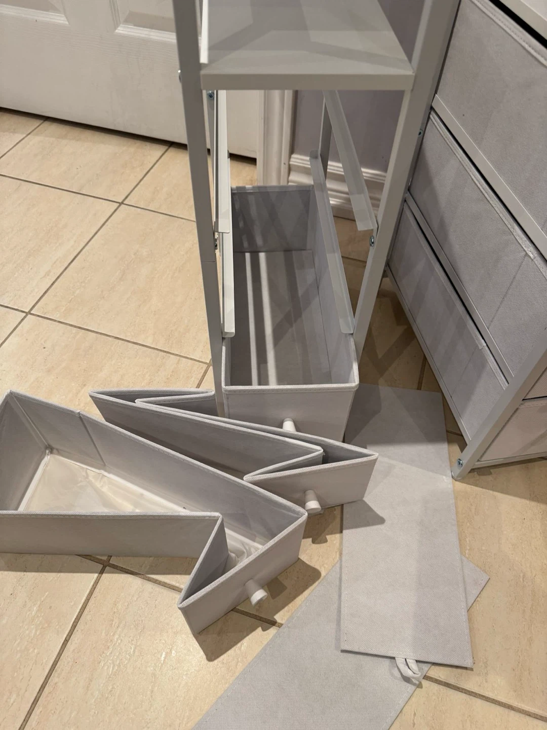 Grey Fabric Drawer Storage Unit - photo 5