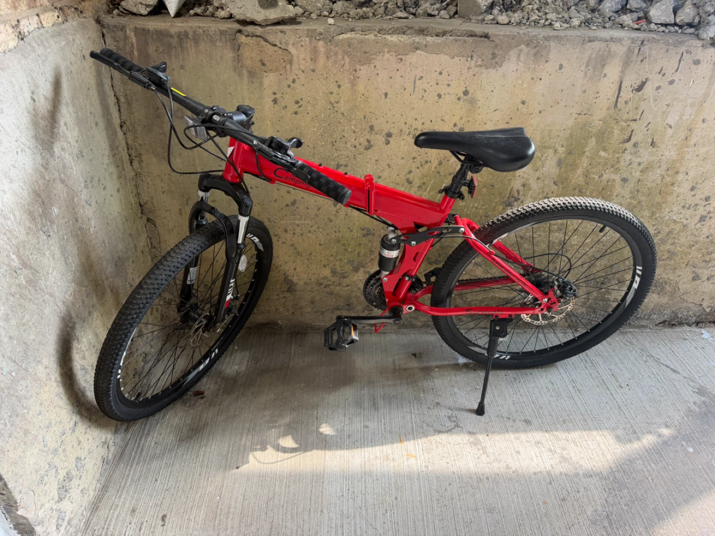 Red Folding Mountain Bike