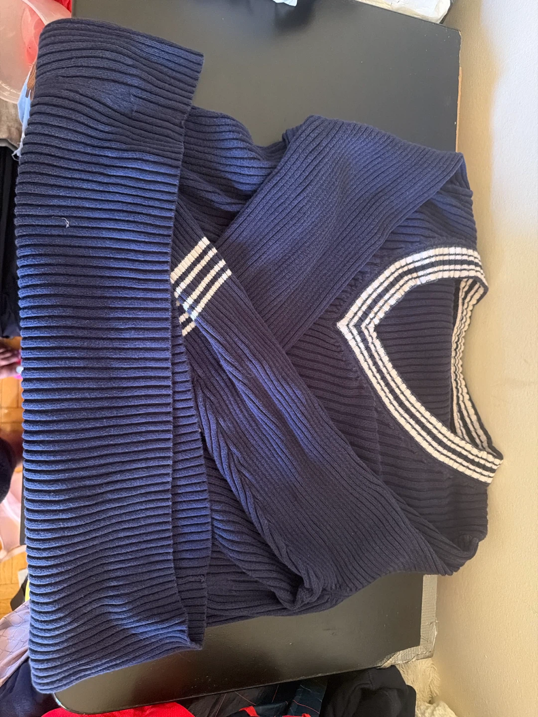 Navy V-Neck Sweater - photo 4