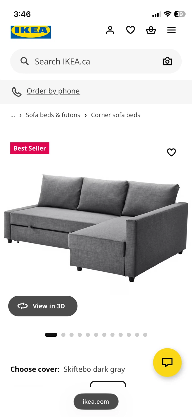 $75 OBO! MUST GO! IKEA Friheten Corner Sofa Bed - Dark Grey