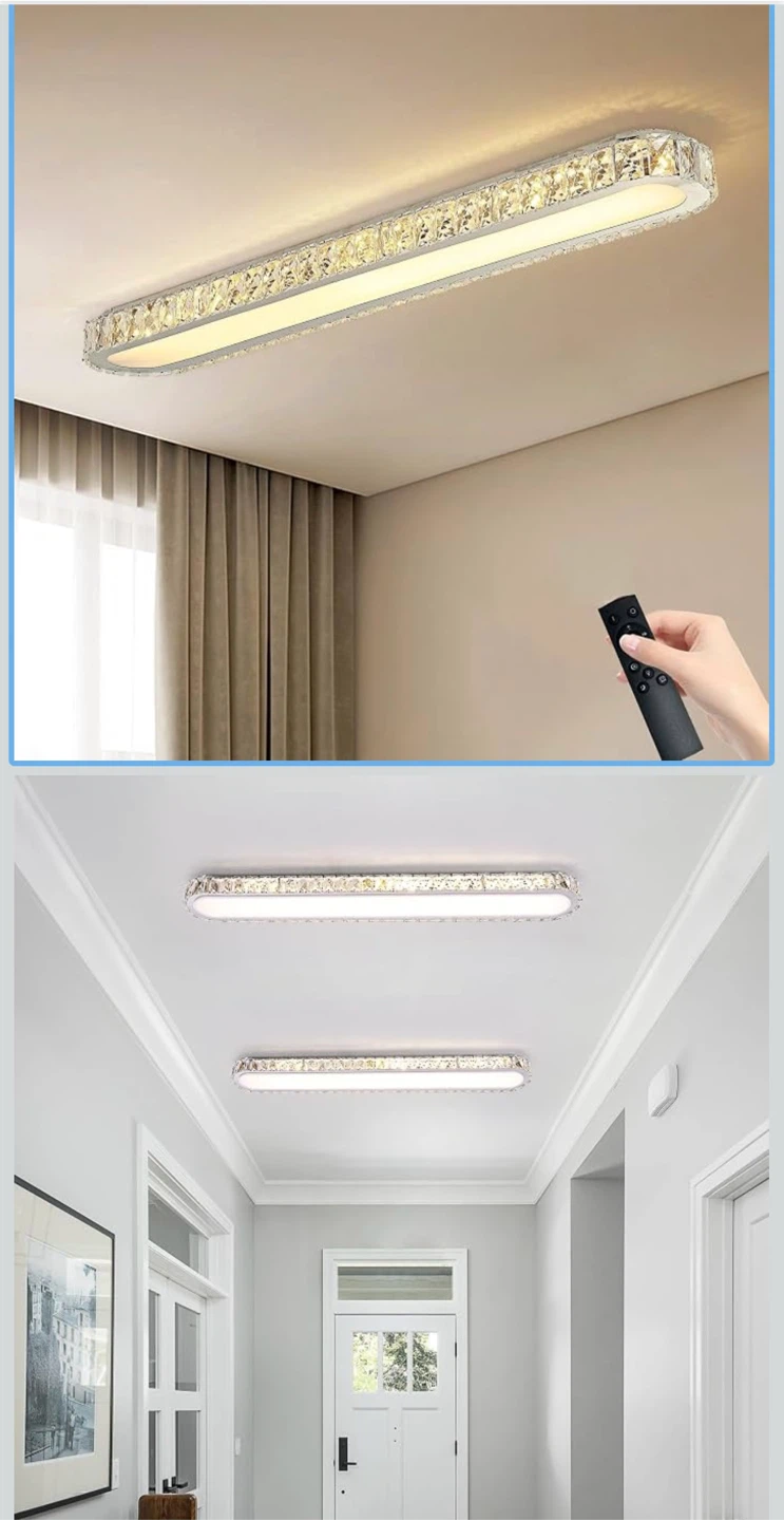 Oval Crystal LED Ceiling Light Fixture 100cm