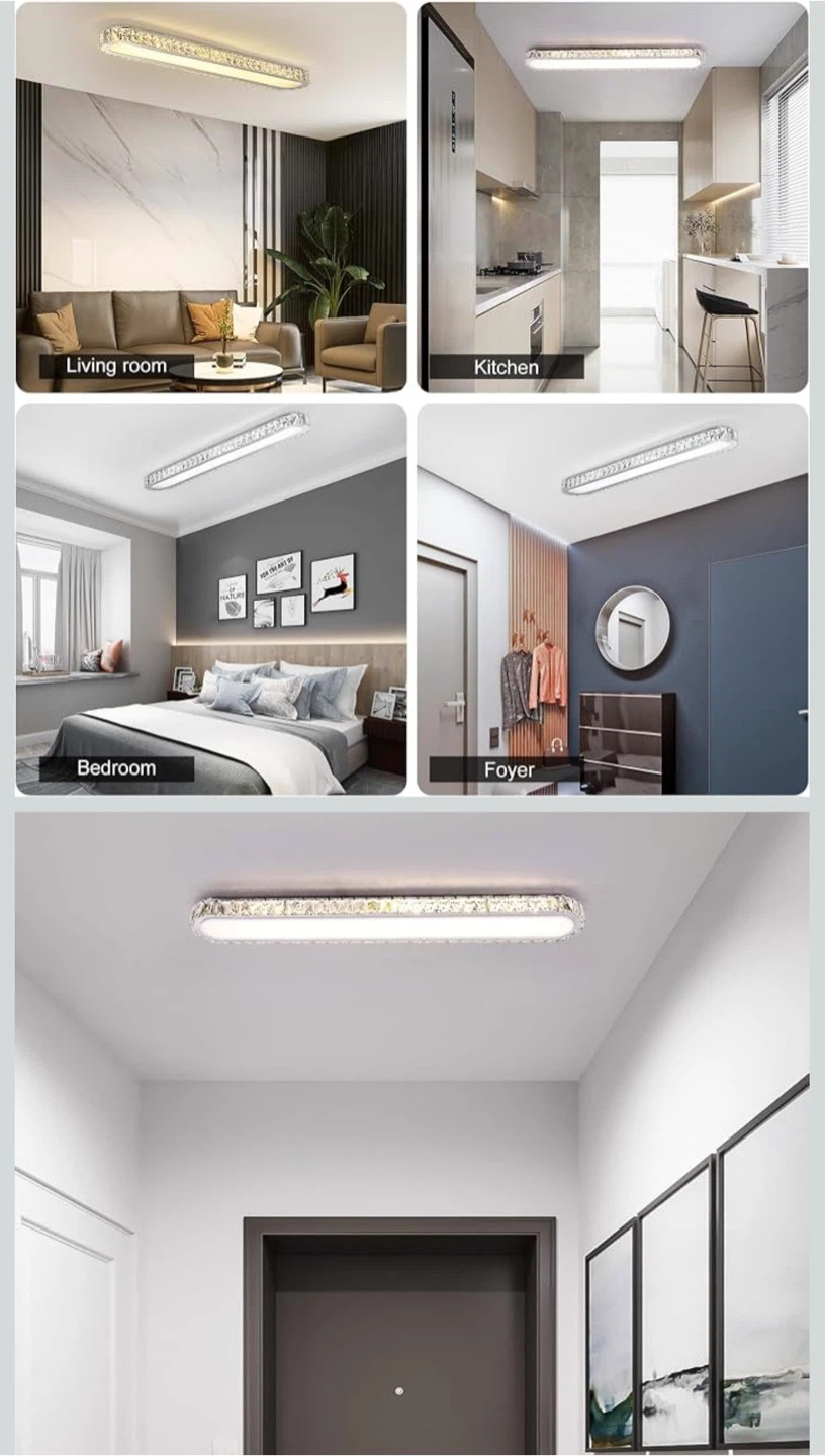 Oval Crystal LED Ceiling Light Fixture 100cm - photo 3