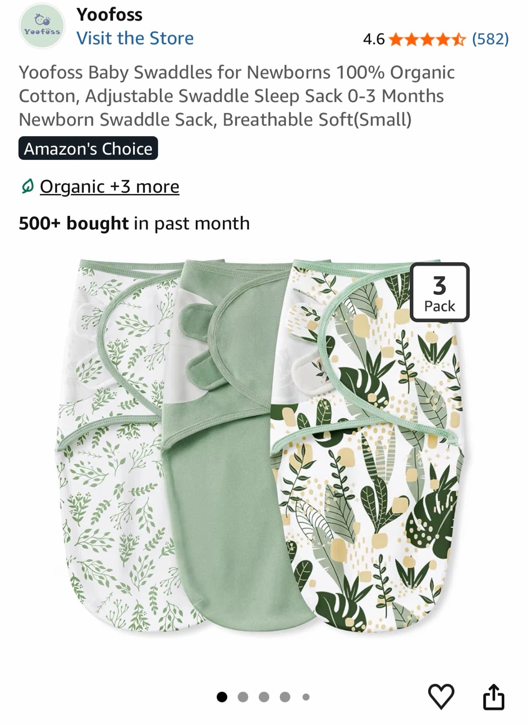 Yoofoss Baby Swaddles (3 Pack) - Small