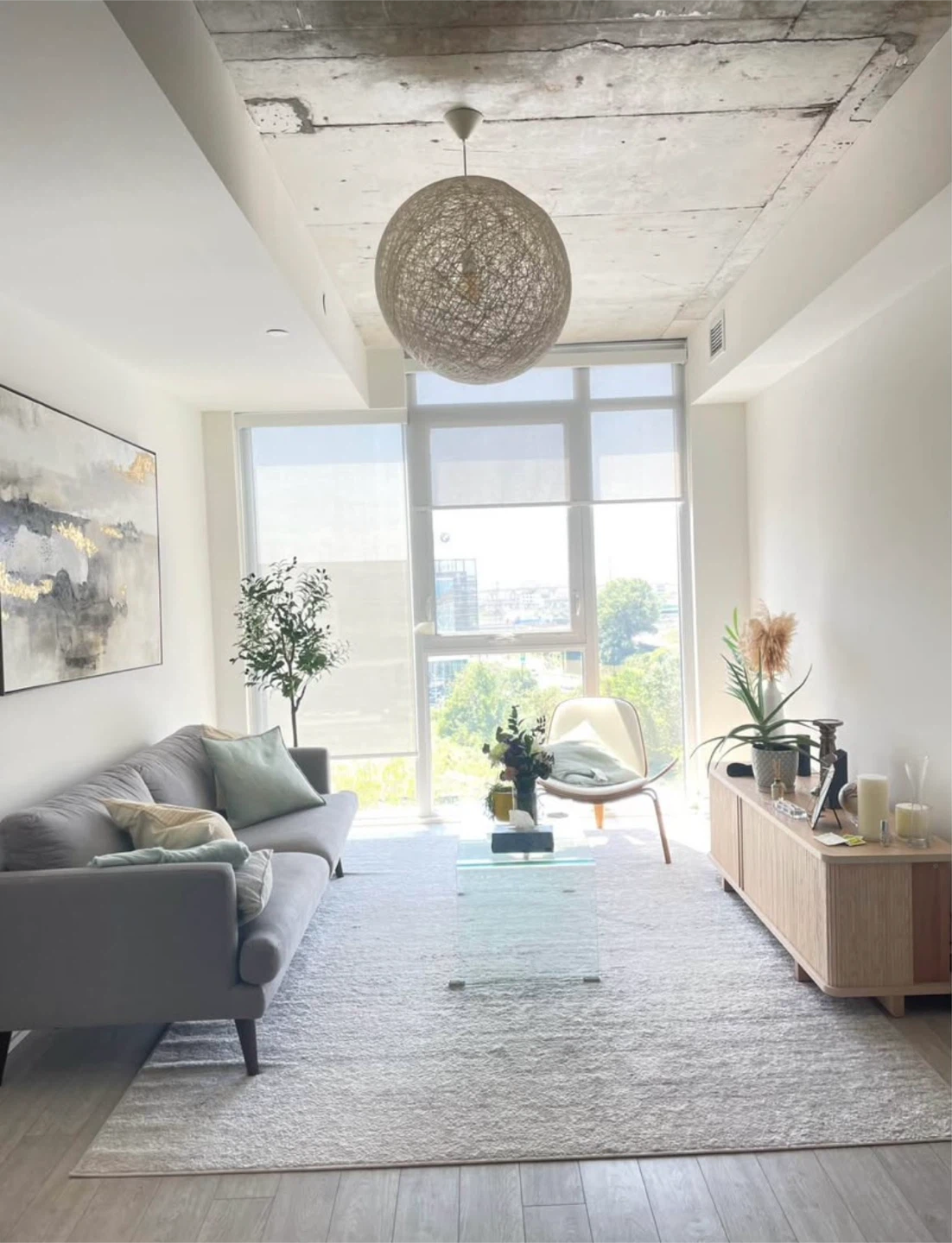 Large white woven pendant light