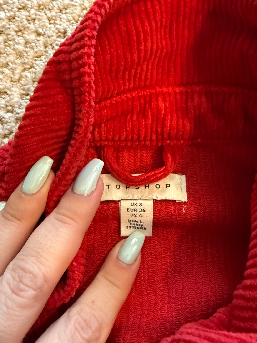 Topshop Red Corduroy Jacket and Skirt Set - photo 2