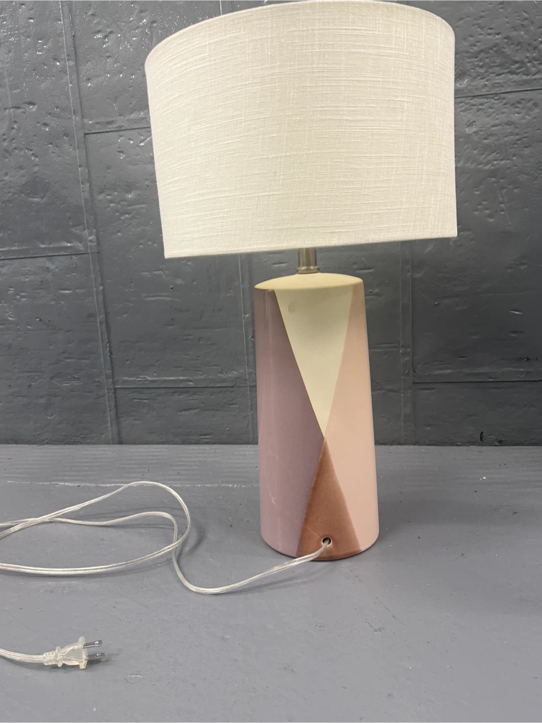 Modern Lamp with white linen shade - photo 2