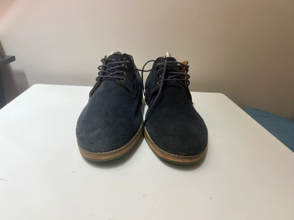 Men's Dark Blue Suede Derby Shoes - photo 2