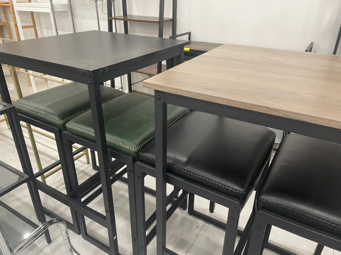 Set of 2 Faux Leather Bar Stools with a bar table - photo 2
