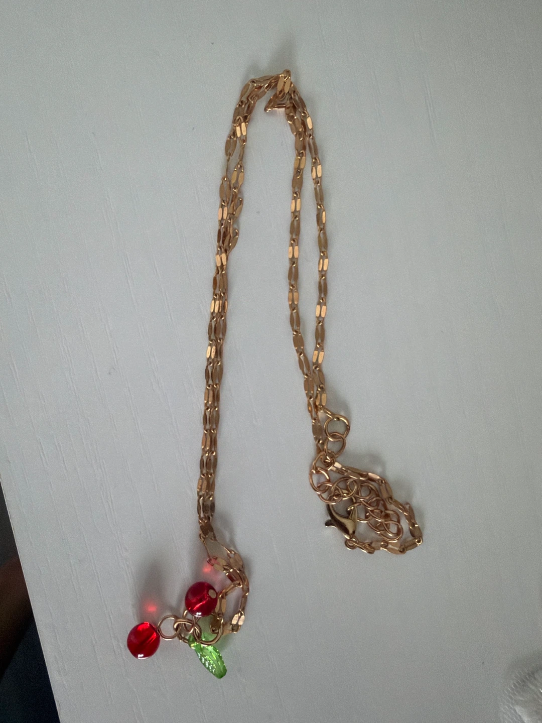 Gold-tone necklace with cherry charm - photo 2