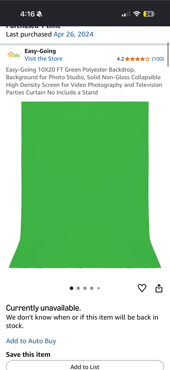 10 ft × 20 ft (3.05 m × 6.10 m) Green Screen Backdrop - photo 4