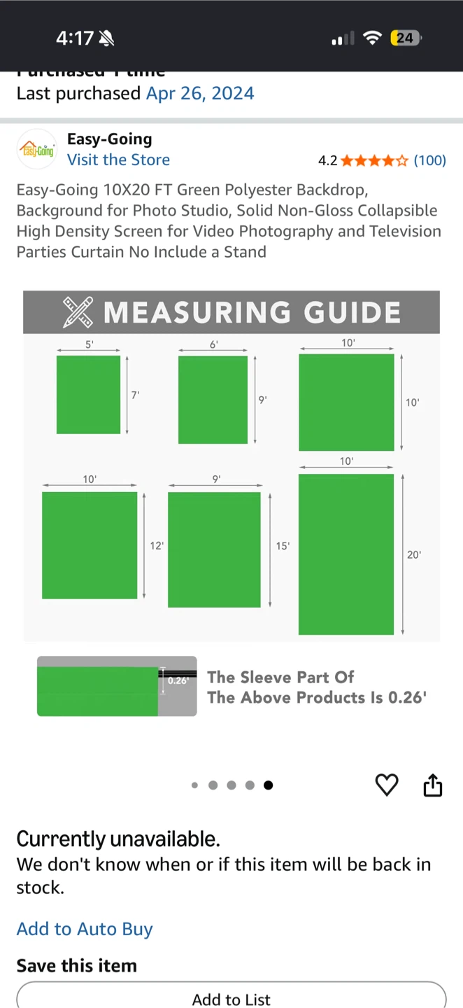 10 ft × 20 ft (3.05 m × 6.10 m) Green Screen Backdrop - photo 5