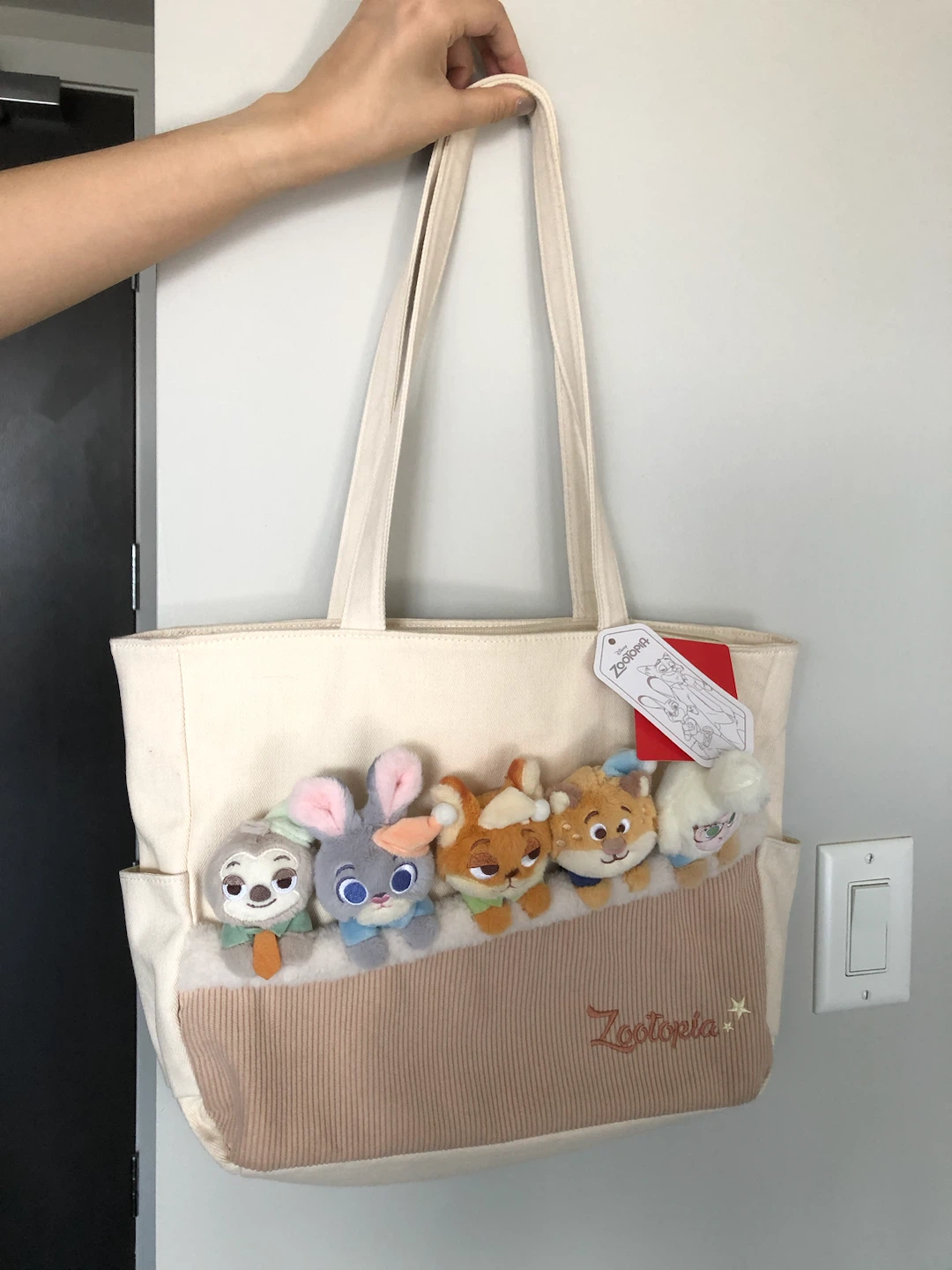 Zootopia Canvas Tote Bag with Plush Charms
