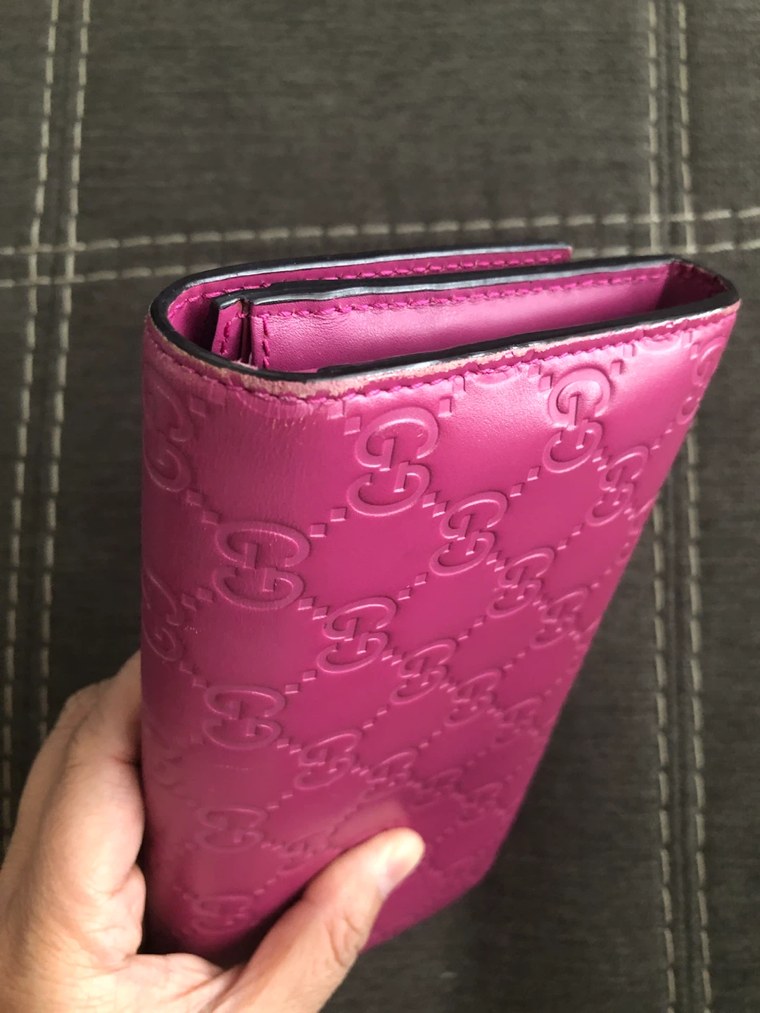 Pink Gucci Embossed Leather Wallet - photo 3