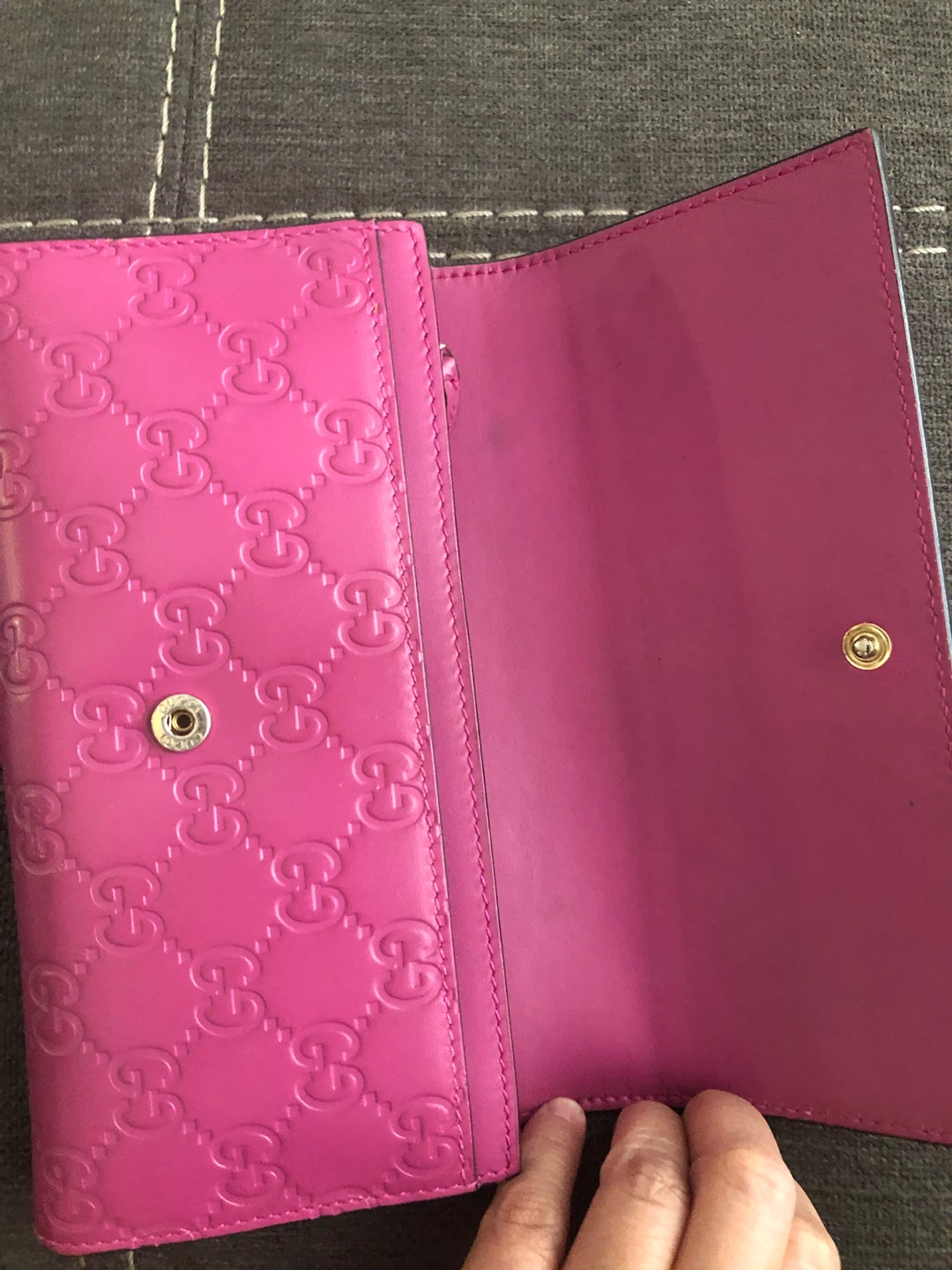 Pink Gucci Embossed Leather Wallet - photo 5