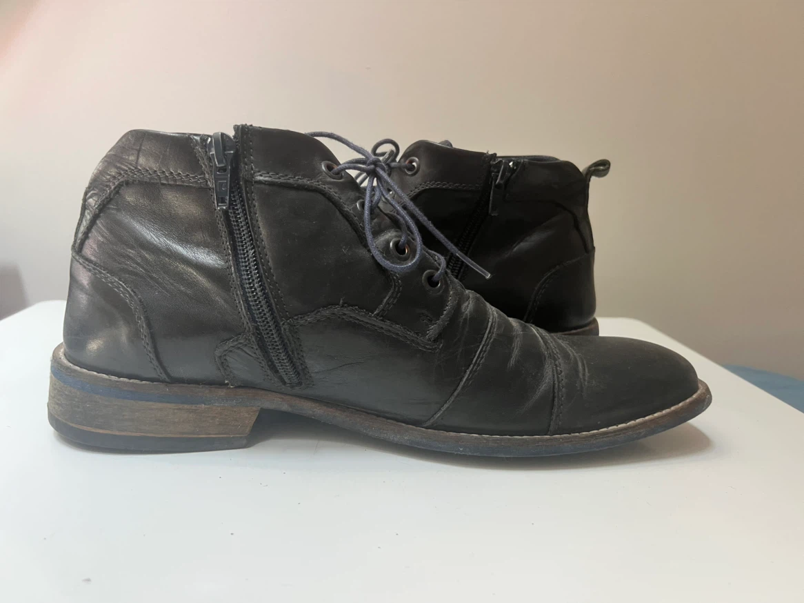 Men's Black Leather Ankle Boots