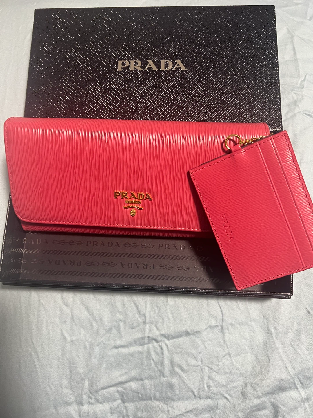 Prada Pink Leather Wallet with Card Holder