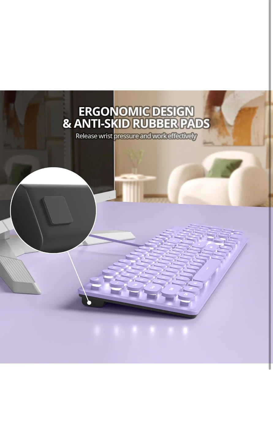 SURMEN V300 Wired Gaming Keyboard - Lavender - photo 2