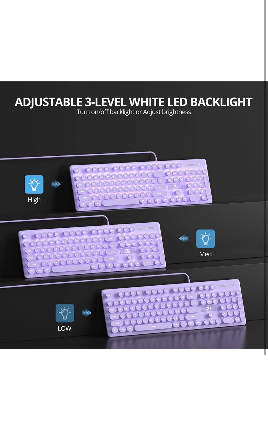 SURMEN V300 Wired Gaming Keyboard - Lavender - photo 3