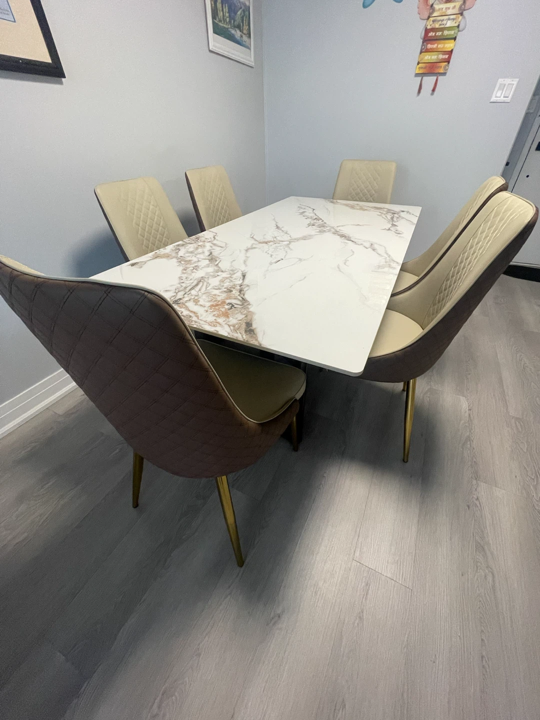Marble Top Dining Table with 4 Chairs