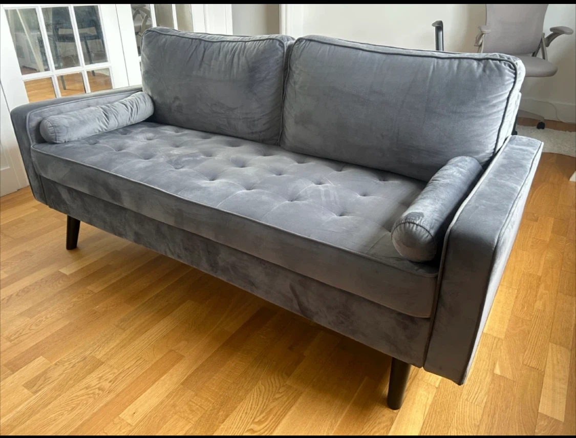 Gray Velvet Sofa