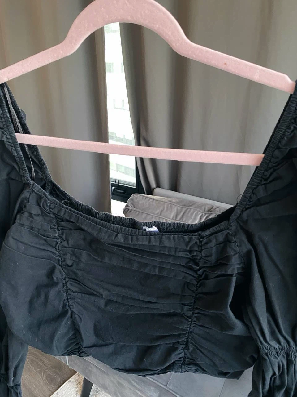 Puff square neck black top H&M size L - photo 5