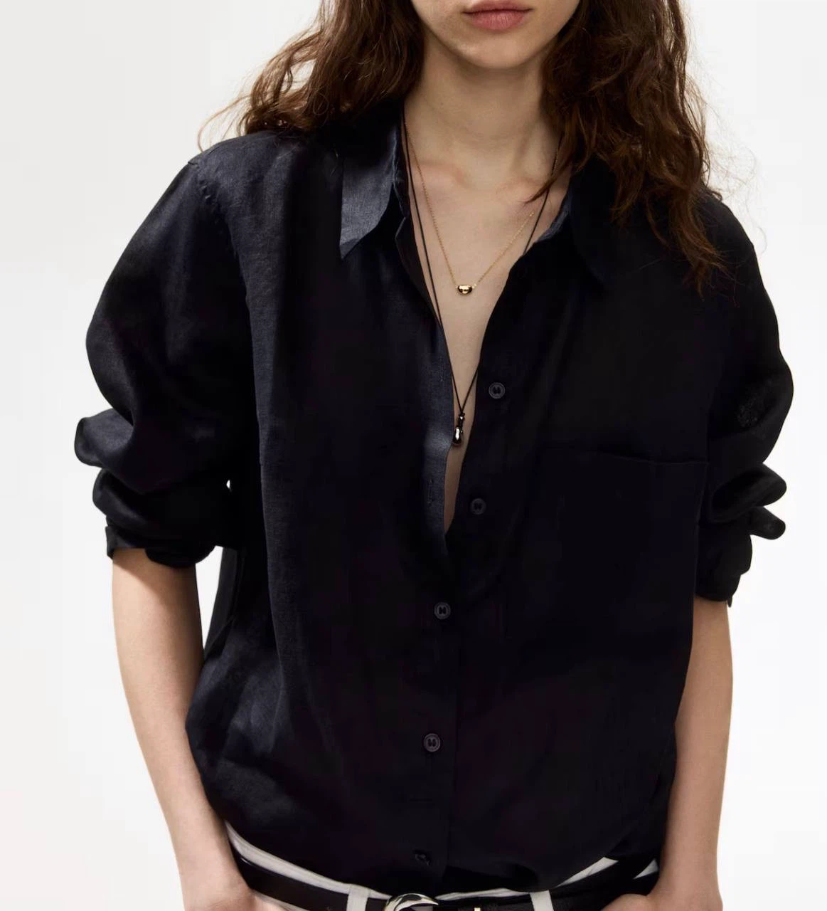 Black Linen Shirt , XL H&M