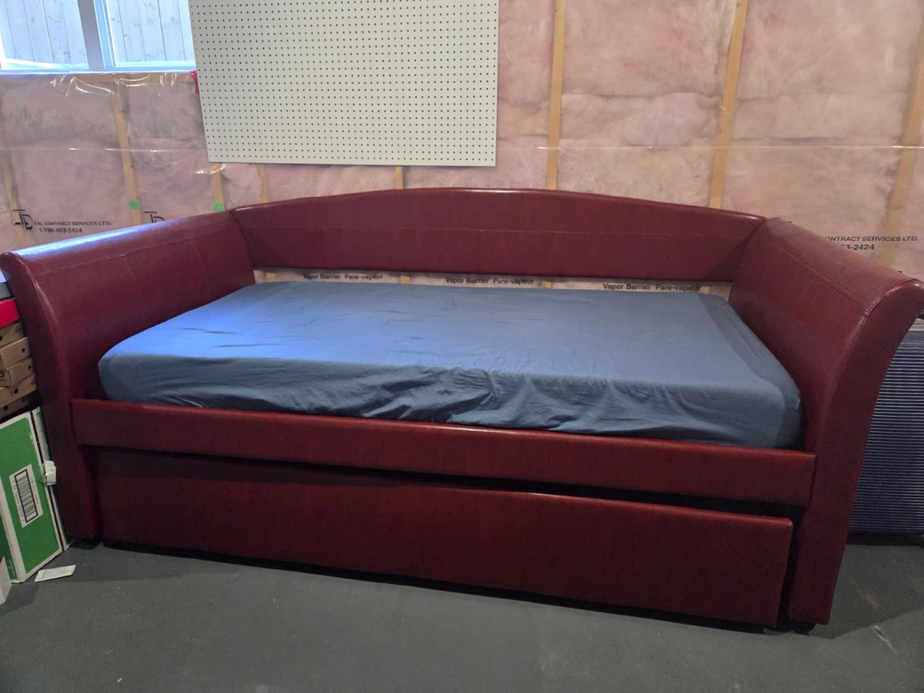 Red Faux Leather Daybed with Trundle