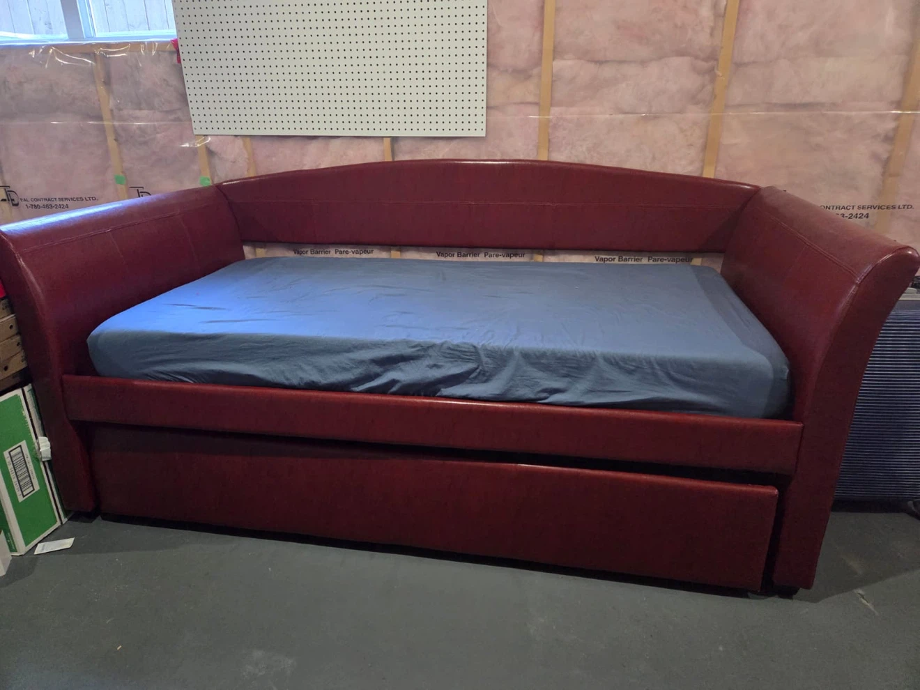 Red Faux Leather Daybed with Trundle - photo 2