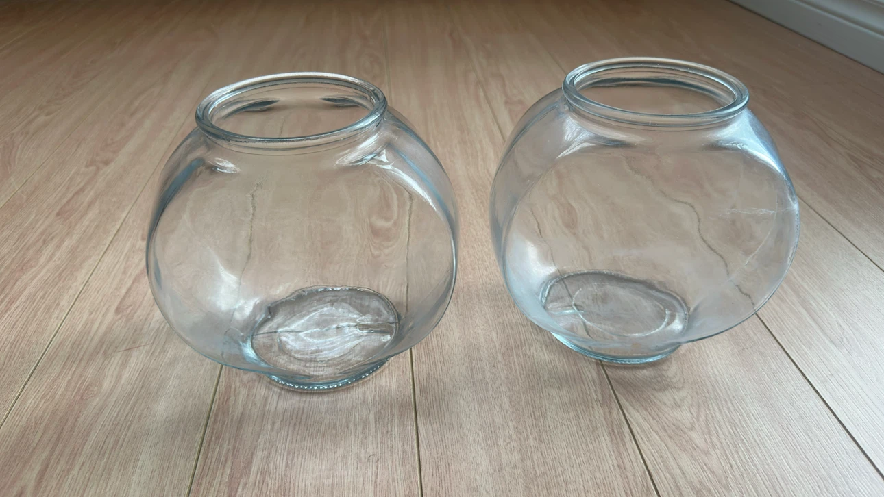 Set of 2 Clear Glass Fish Bowls