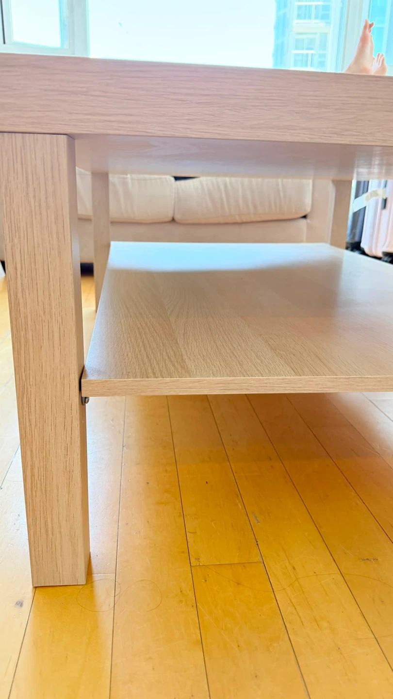 Light Wood Coffee Table with Shelf - photo 3
