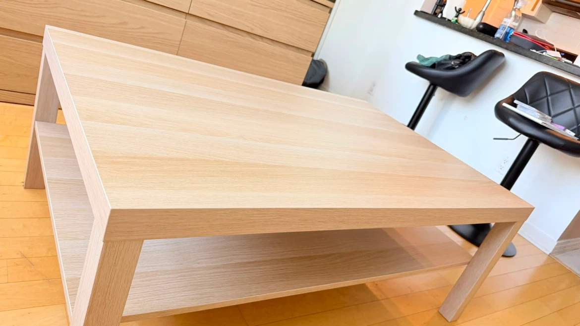 Light Wood Coffee Table with Shelf - photo 2