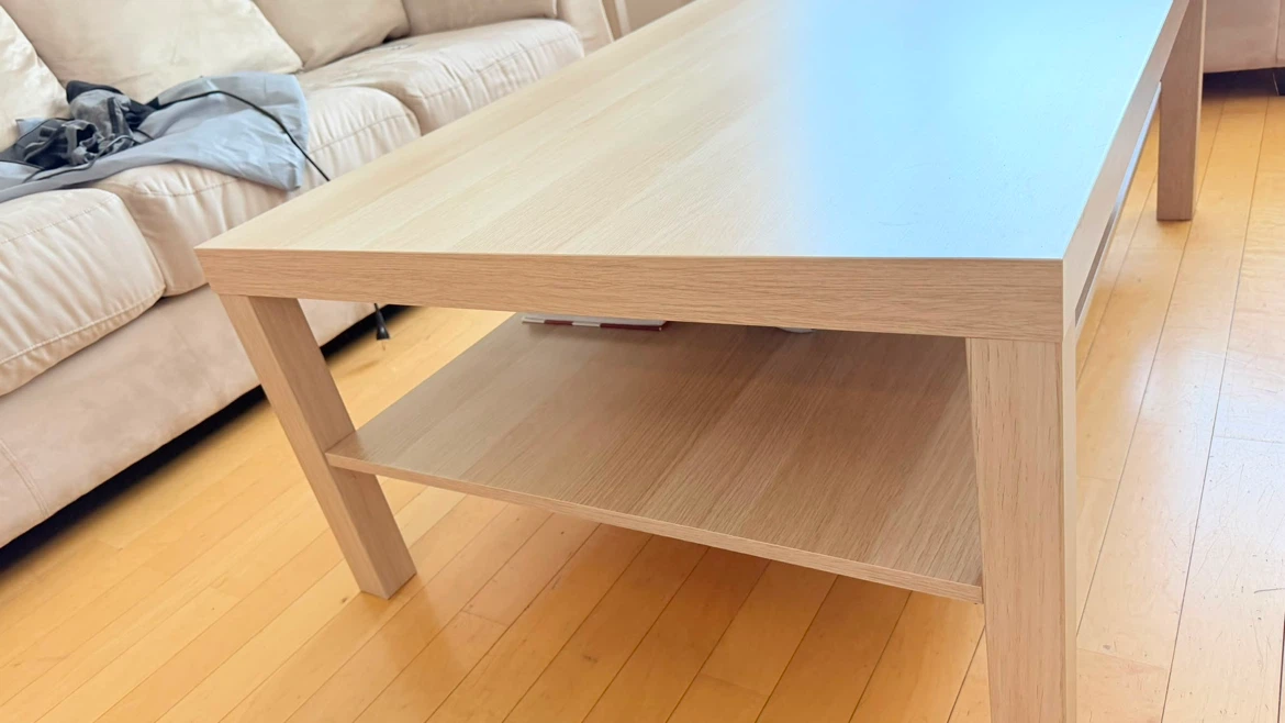 Light Wood Coffee Table with Shelf - photo 4