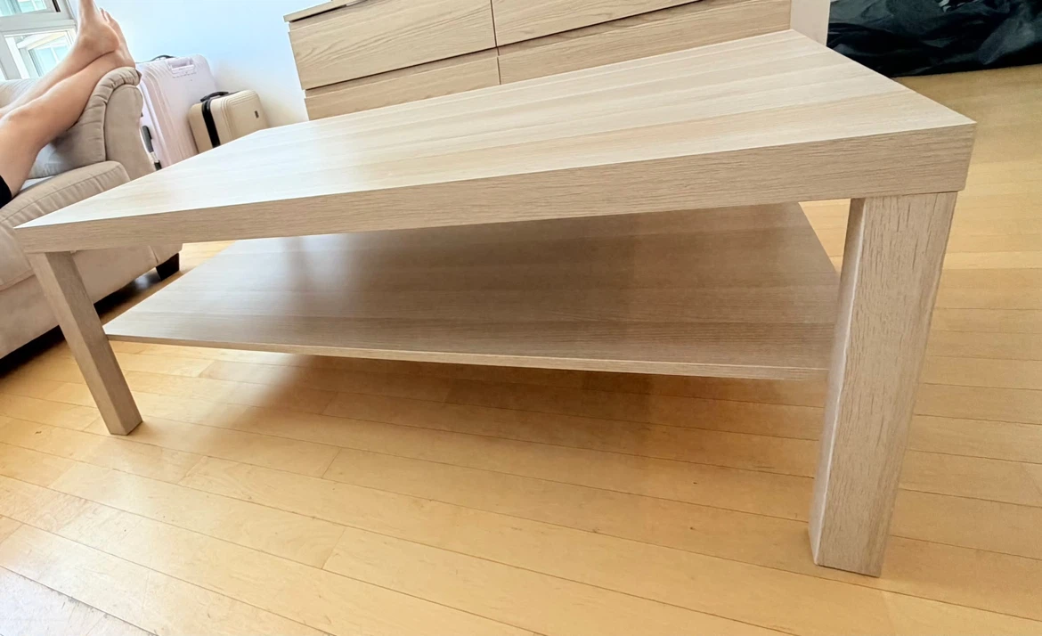 Light Wood Coffee Table with Shelf
