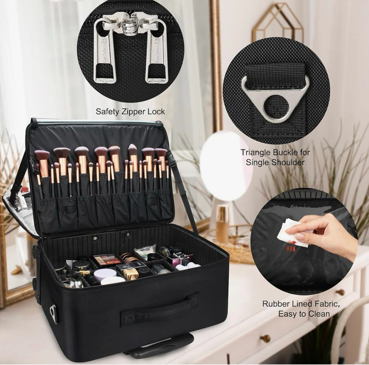 Relavel Black Rolling Makeup Case with Removable Dividers OBO - photo 4