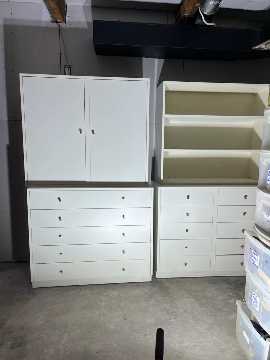 White Storage Cabinet , shelving and Drawers