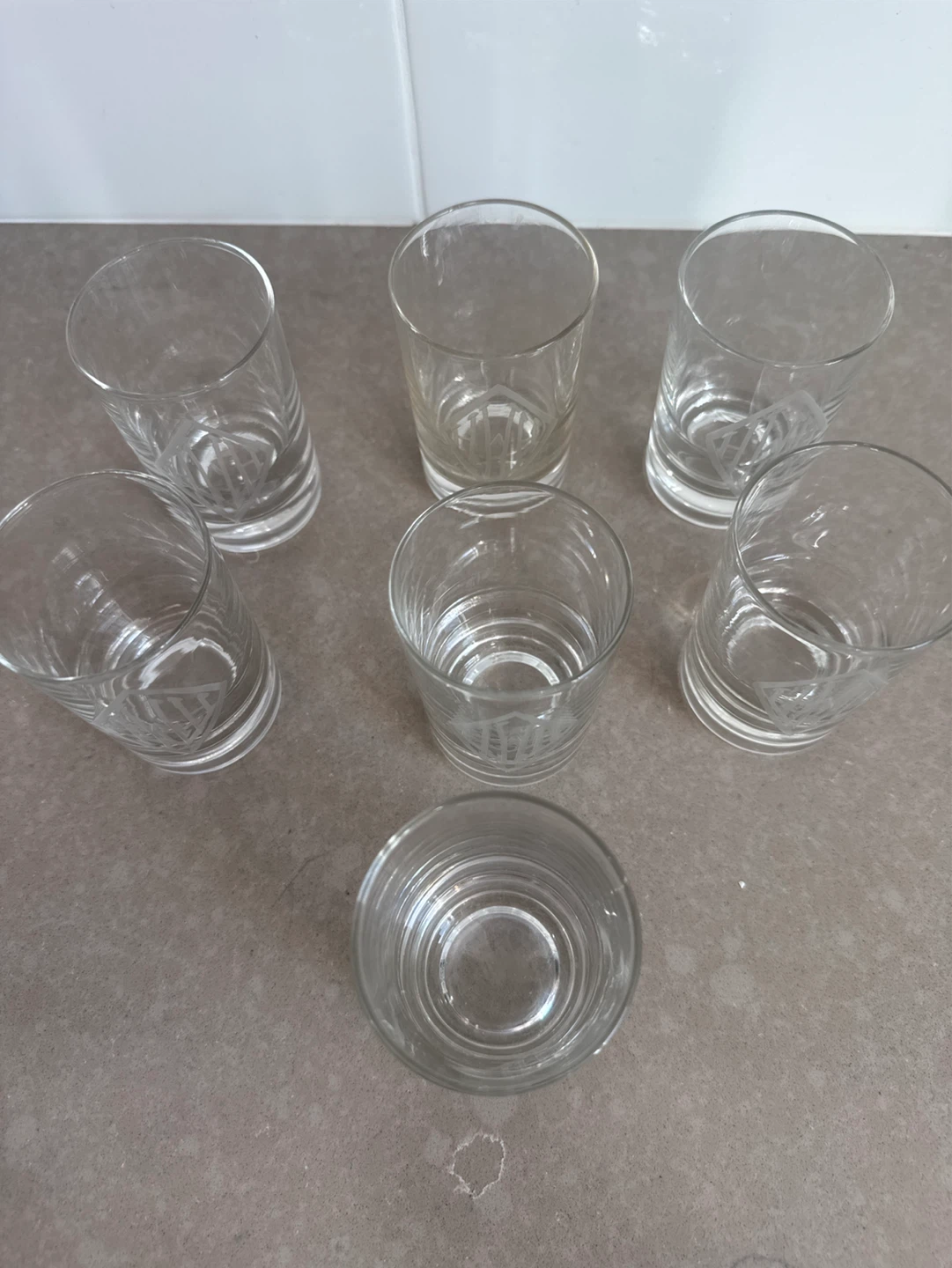 Set of 7 Clear Glass Tumblers with Etched Design - photo 3