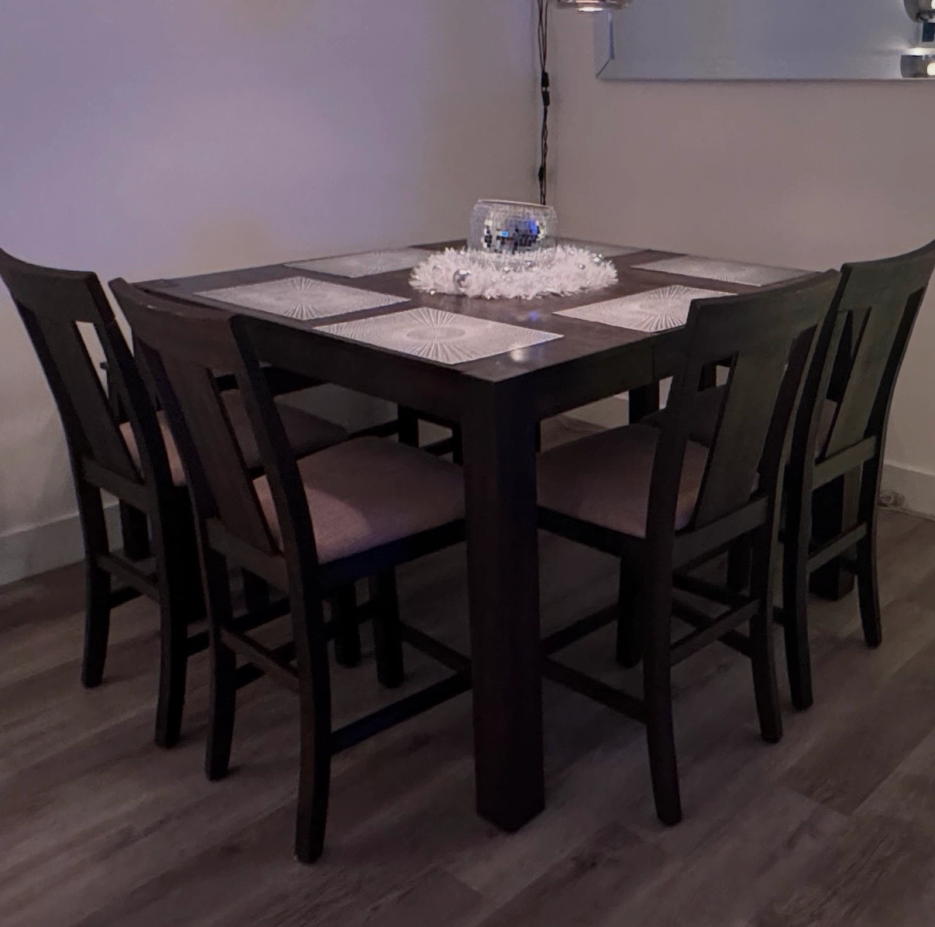 Dark Wood Dining Table Set with 4 Chairs and Bench - photo 4