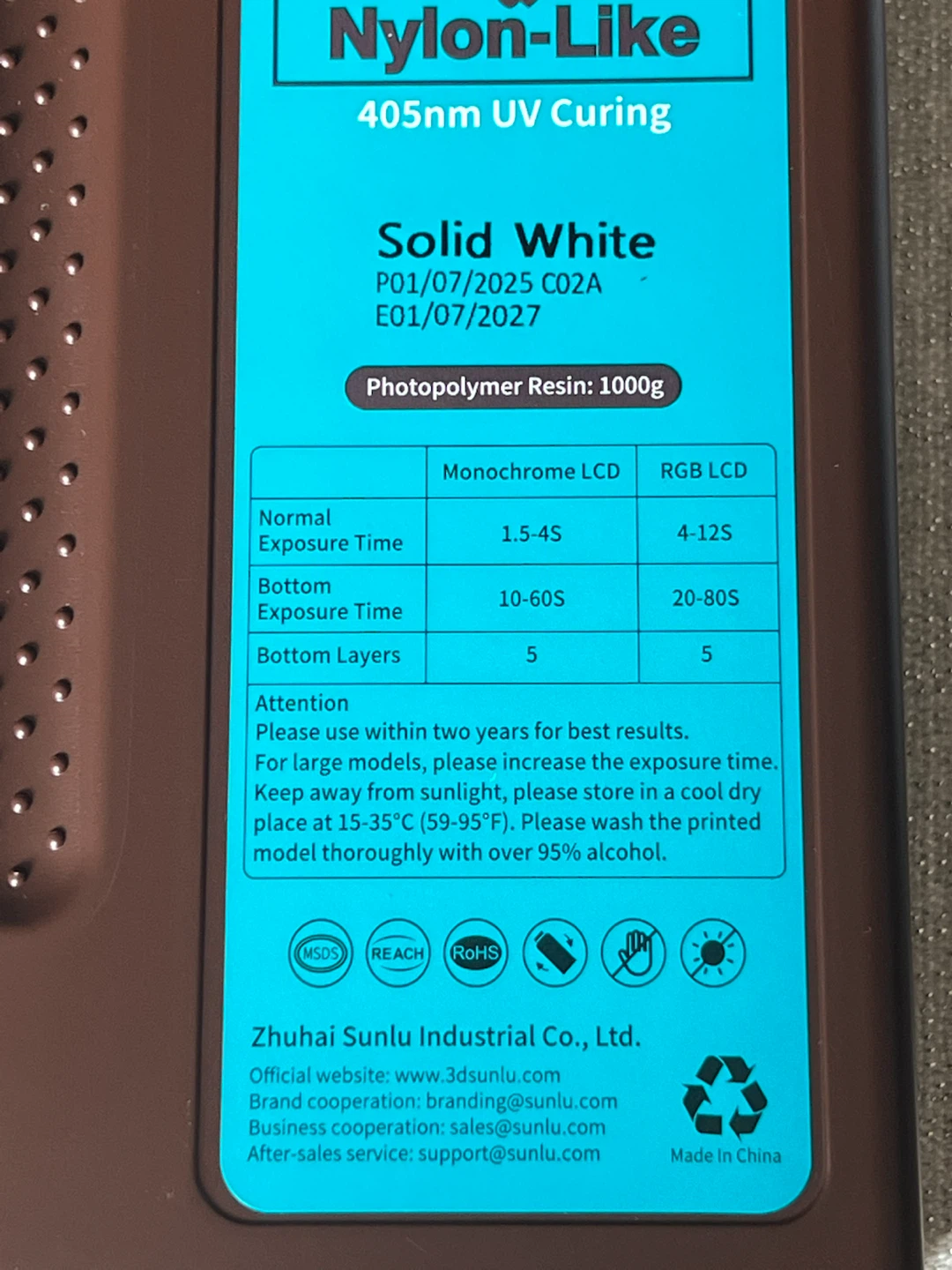 SUNLU Nylon-Like 405nm UV Curing Photopolymer Resin - - photo 5