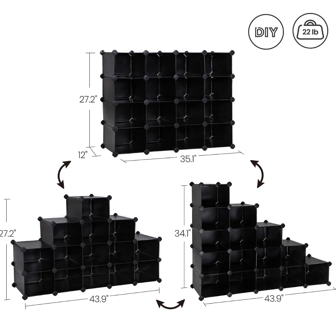 Black Modular Cube Storage Organizer - photo 2