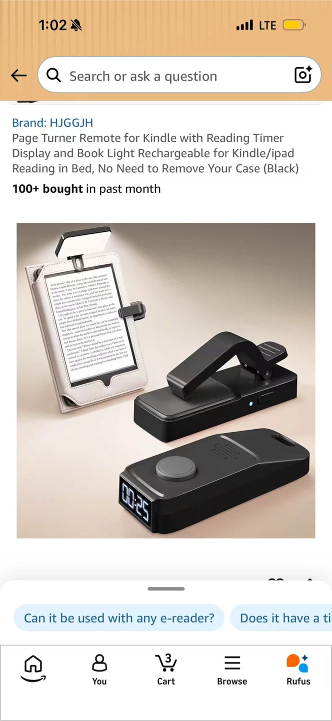 Page Turner for Kindle with Reading Timer and Book Light(unused) - photo 2